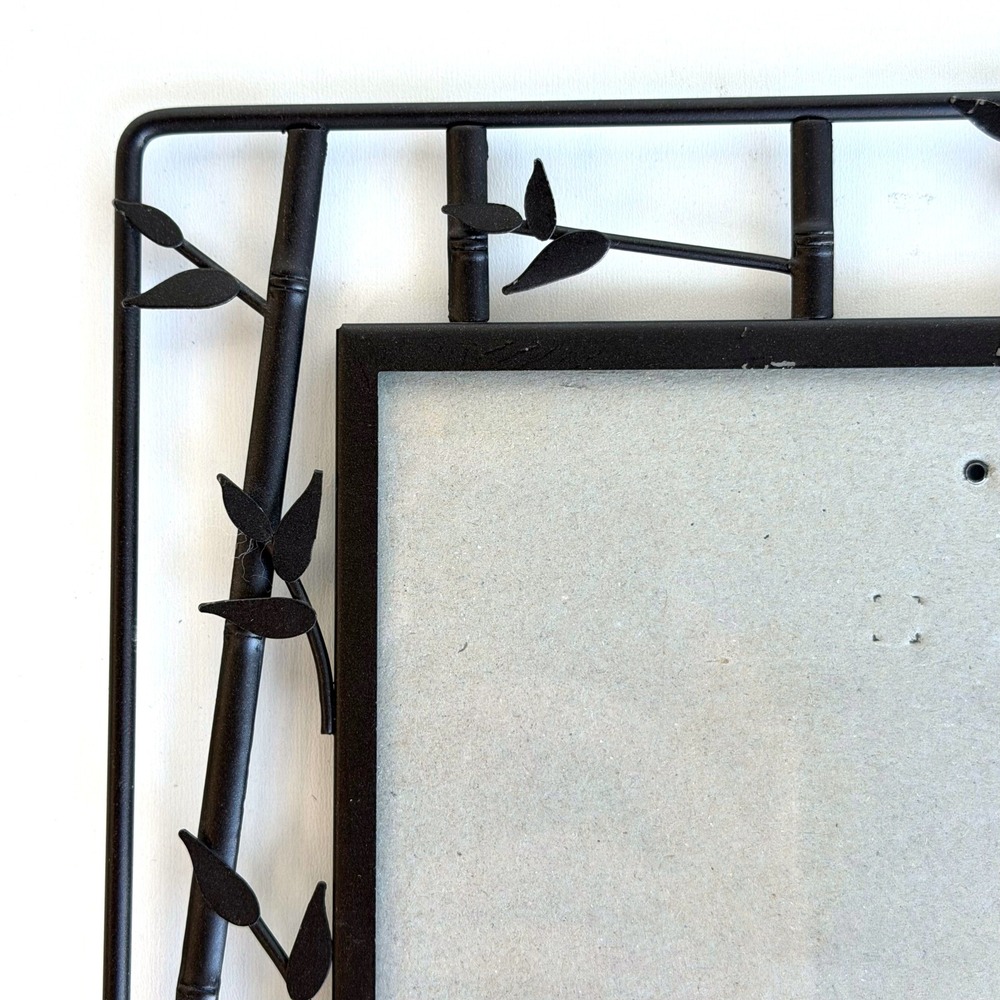 Burnes Bamboo Metal Picture Frame 5x7 Black Chinoiserie Asian Cottagecore